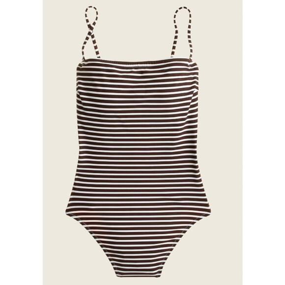 j. crew Bandeau one-piece in bold stripe walnut white